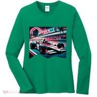 Formula Racing Open Wheel Car Retro Miami Circuit Usa Flag Women's Long Sleeve Shirt thumb 0