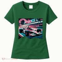 Formula Racing Open Wheel Car Retro Miami Circuit Usa Flag Women's T-Shirt thumb 0