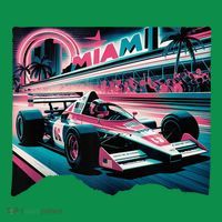 Formula Racing Open Wheel Car Retro Miami Circuit Usa Flag Women's T-Shirt thumb 6