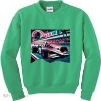Formula Racing Open Wheel Car Retro Miami Circuit Usa Flag Kids Sweatshirt thumb 0