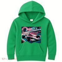 Formula Racing Open Wheel Car Retro Miami Circuit Usa Flag Kids Hoodie thumb 0