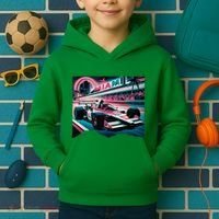 Formula Racing Open Wheel Car Retro Miami Circuit Usa Flag Kids Hoodie thumb 2