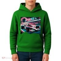 Formula Racing Open Wheel Car Retro Miami Circuit Usa Flag Kids Hoodie thumb 4