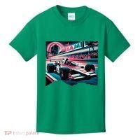 Formula Racing Open Wheel Car Retro Miami Circuit Usa Flag Kids T-Shirt thumb 0
