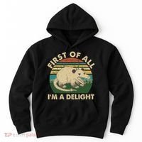 Funny Retro Opossum First Of All Im A Delight Hoodie thumb 0