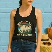 Funny Retro Opossum First Of All Im A Delight Women's Tank Top thumb 2