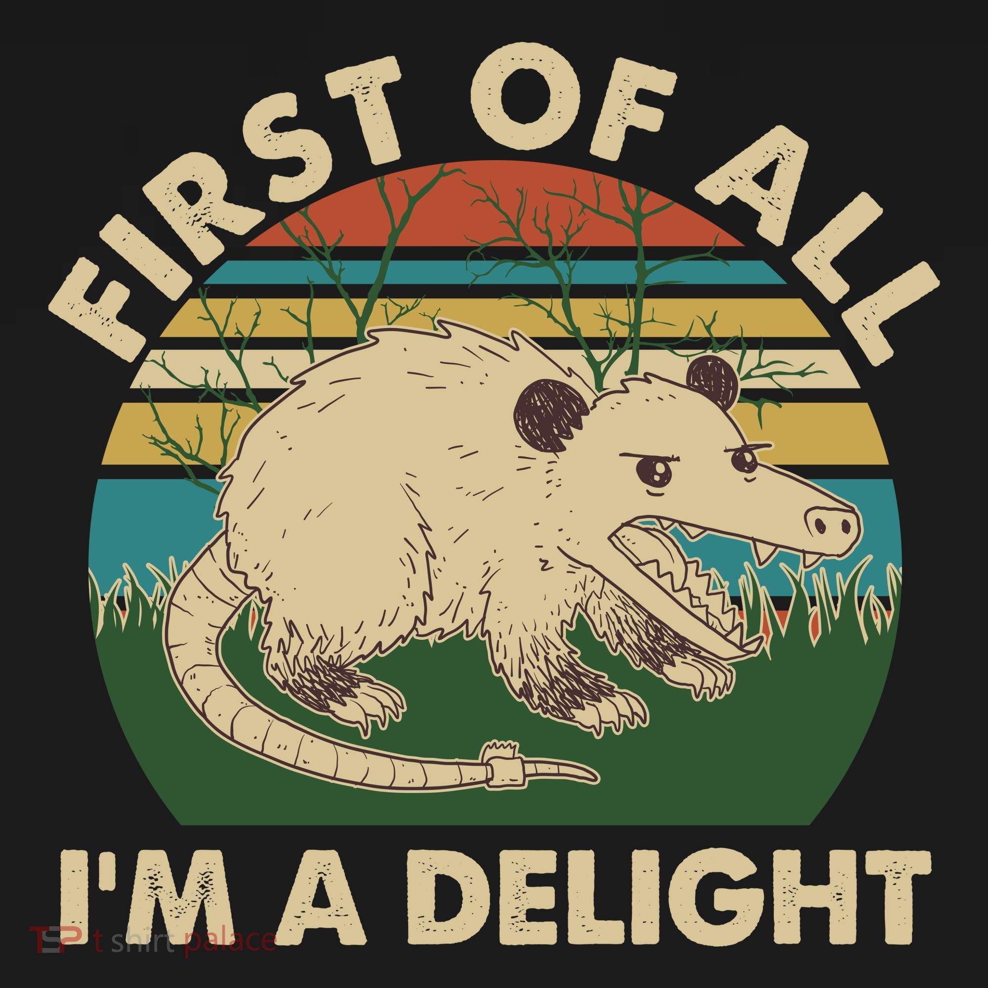 Funny Retro Opossum First Of All Im A Delight Women's Tank Top