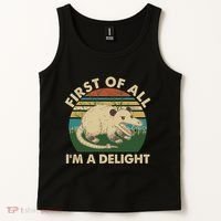 Funny Retro Opossum First Of All Im A Delight Tank Top thumb 2