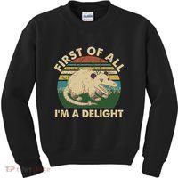 Funny Retro Opossum First Of All Im A Delight Kids Sweatshirt thumb 0