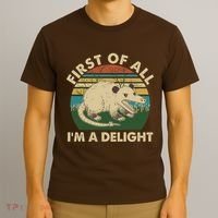 Funny Retro Opossum First Of All Im A Delight T-Shirt thumb 3