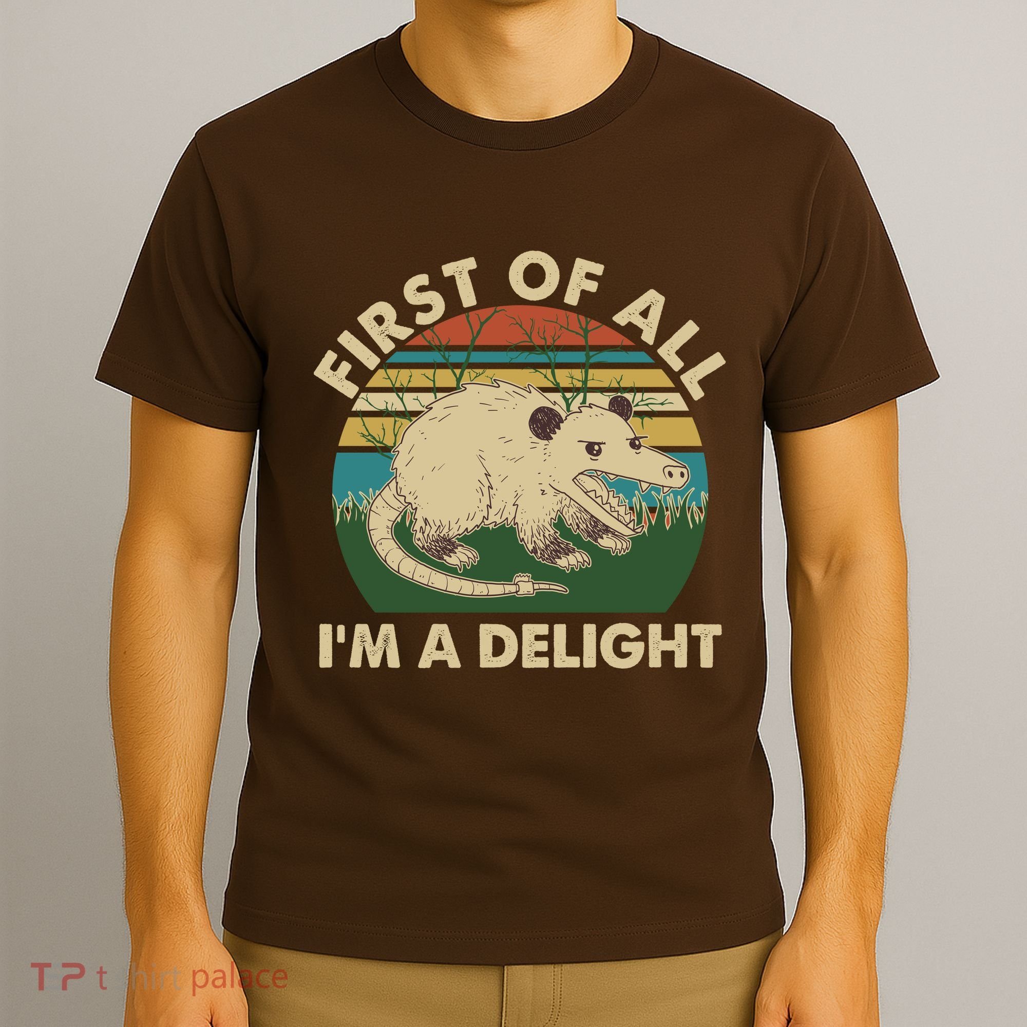 Funny Retro Opossum First Of All Im A Delight T-Shirt