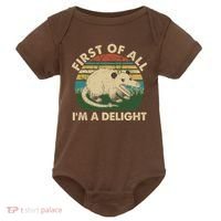 Funny Retro Opossum First Of All Im A Delight Baby Bodysuit thumb 0
