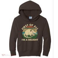 Funny Retro Opossum First Of All Im A Delight Kids Hoodie thumb 0