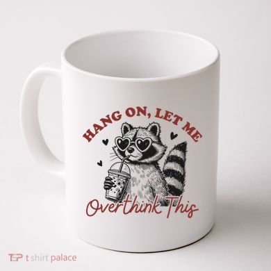 Funny Raccoon Overthinking Design With Heart Glasses Coffee Mug