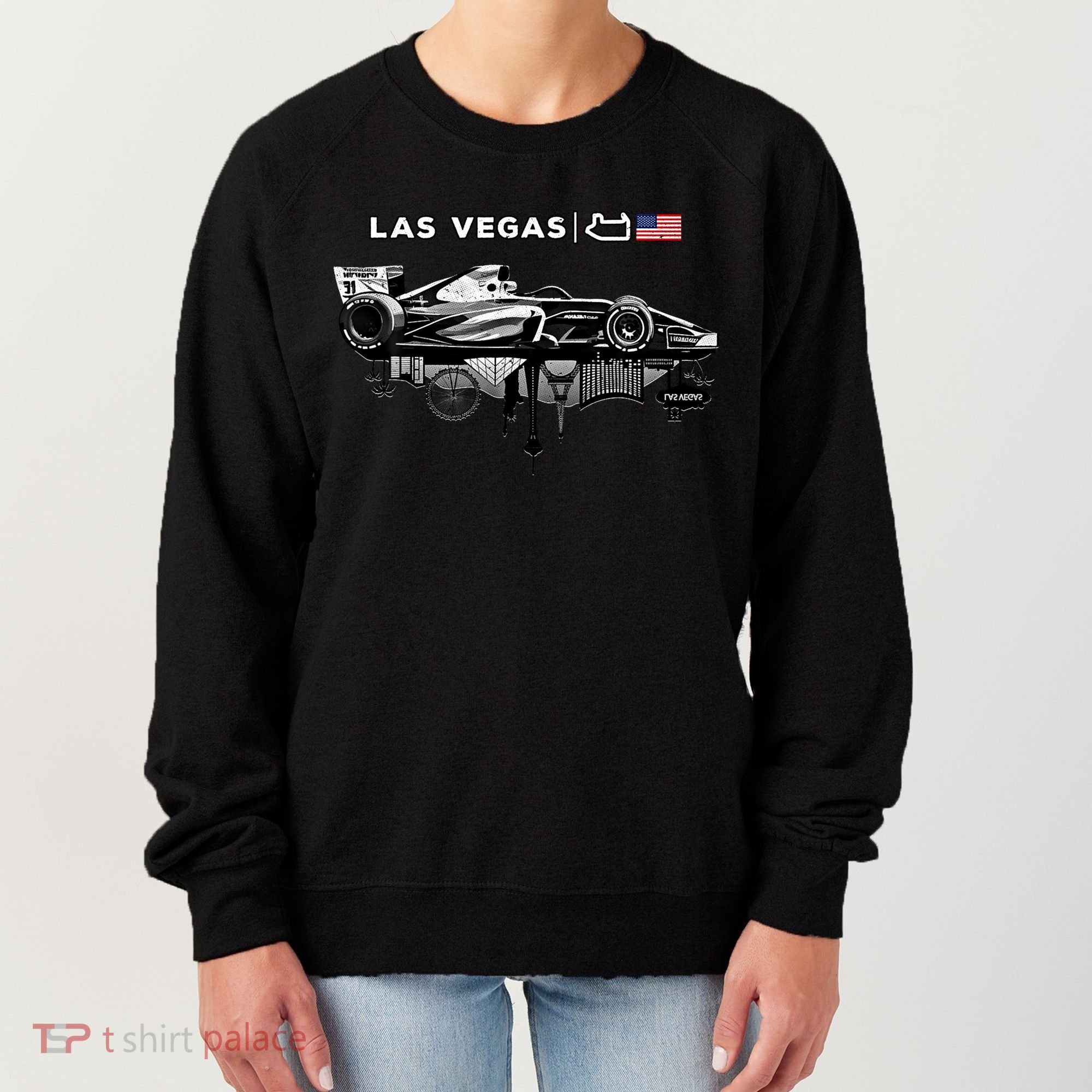 Formula Racing Open Wheel Car Las Vegas Circuit Usa Flag Gift Women's Sweatshirt