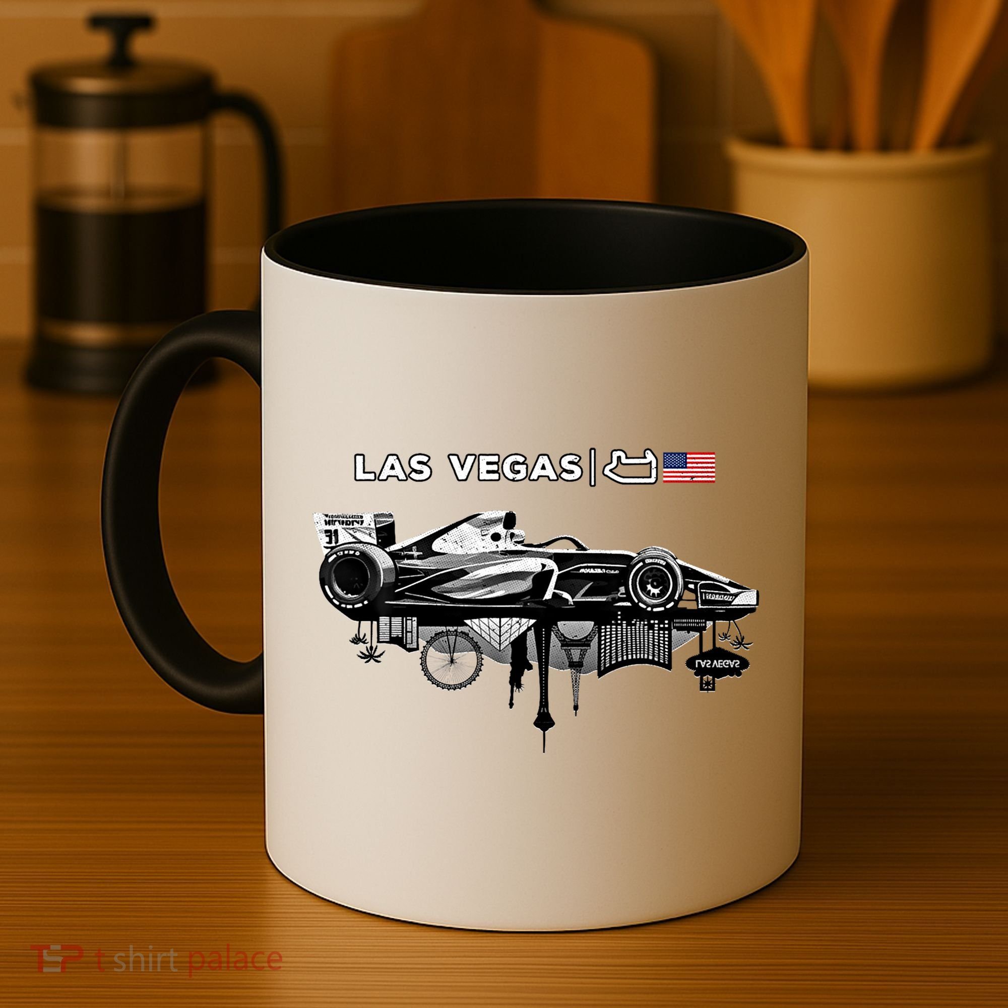 Formula Racing Open Wheel Car Las Vegas Circuit Usa Flag Gift Coffee Mug