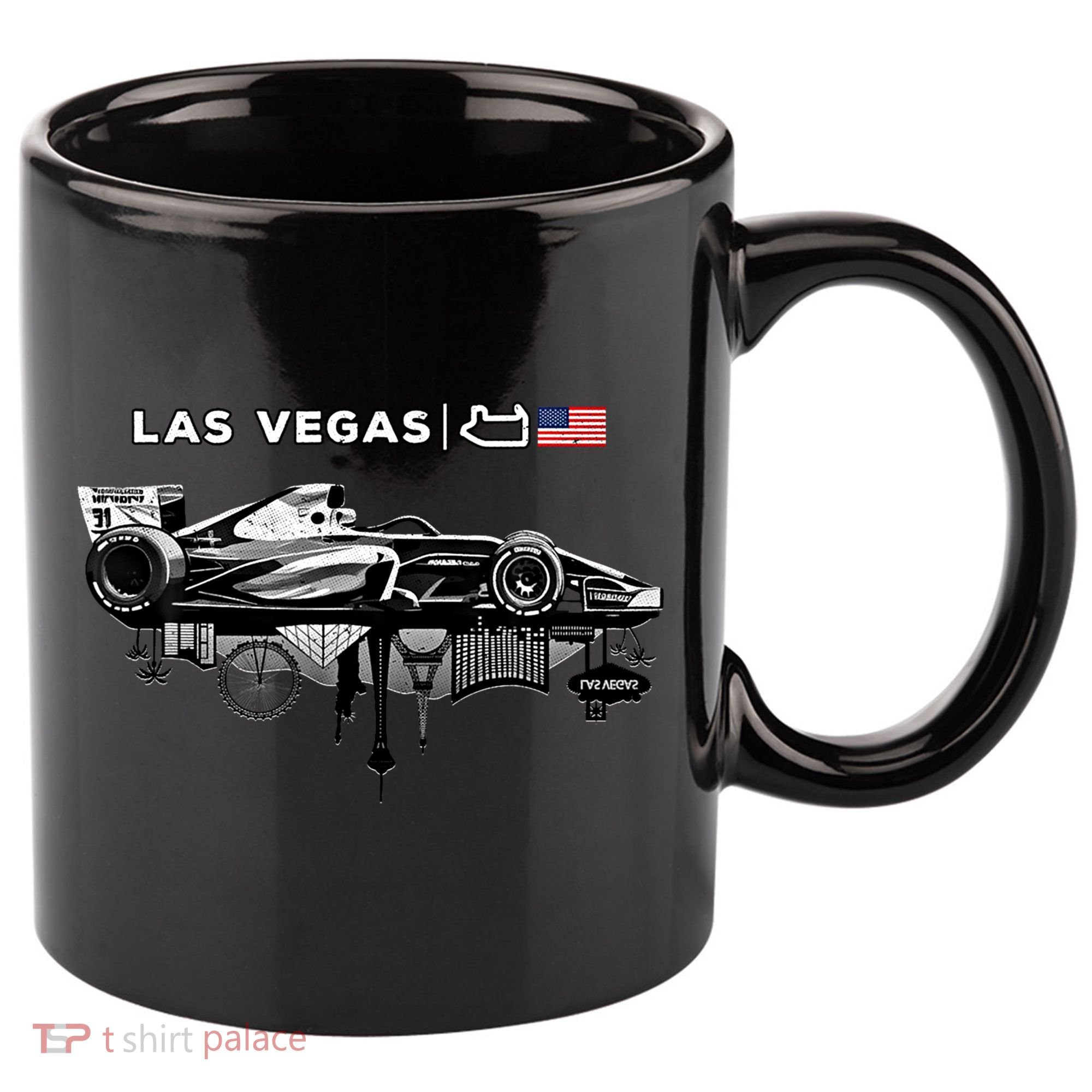 Formula Racing Open Wheel Car Las Vegas Circuit Usa Flag Gift 11oz C Handle Ceramic Mug