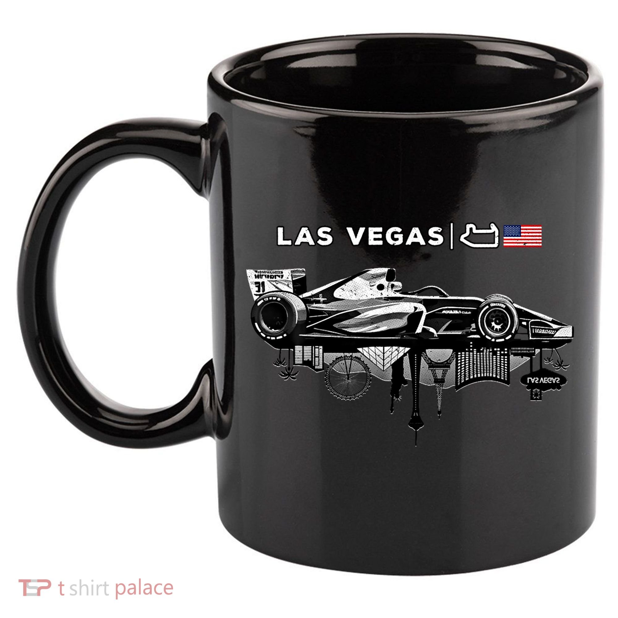 Formula Racing Open Wheel Car Las Vegas Circuit Usa Flag Gift 11oz C Handle Ceramic Mug