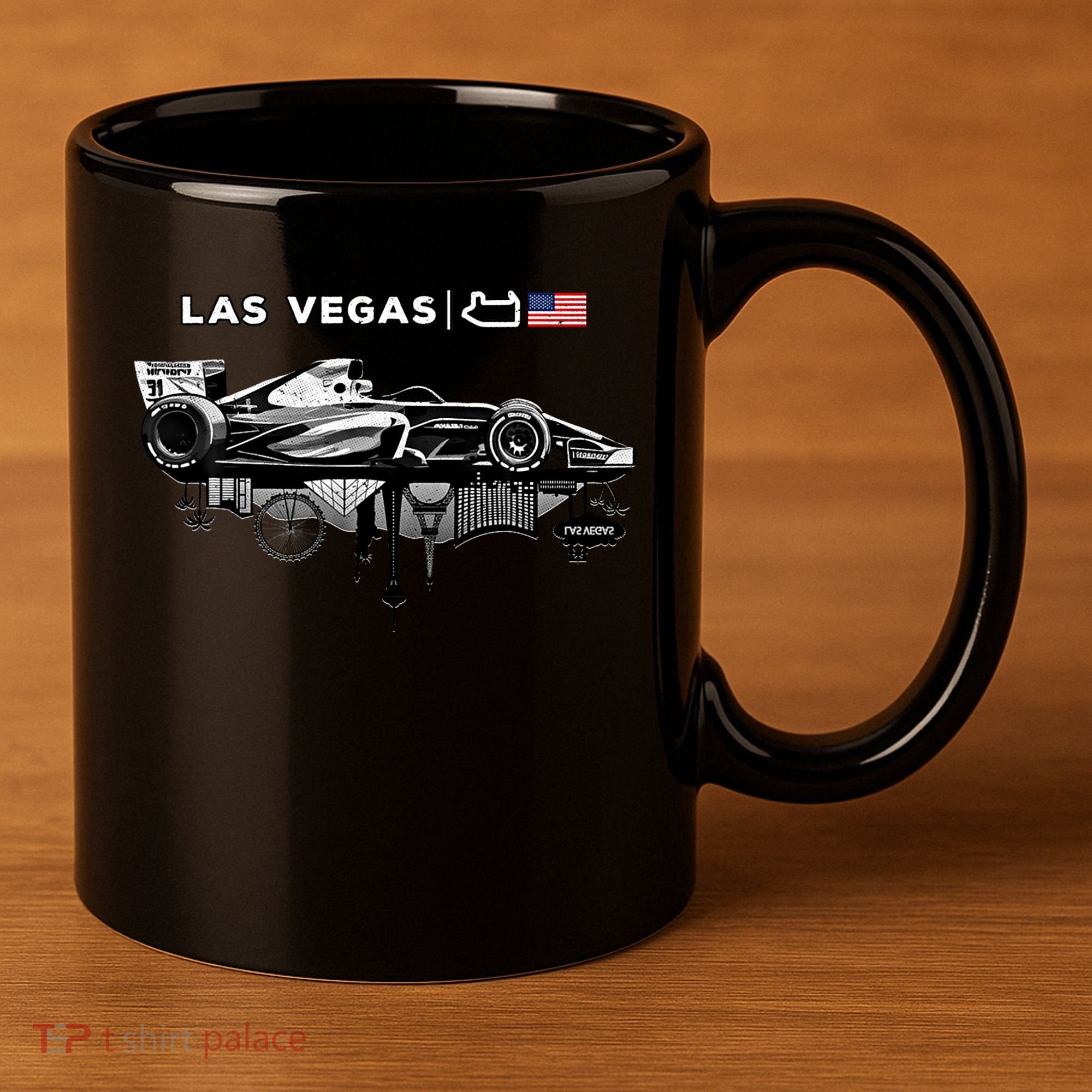 Formula Racing Open Wheel Car Las Vegas Circuit Usa Flag Gift 11oz C Handle Ceramic Mug
