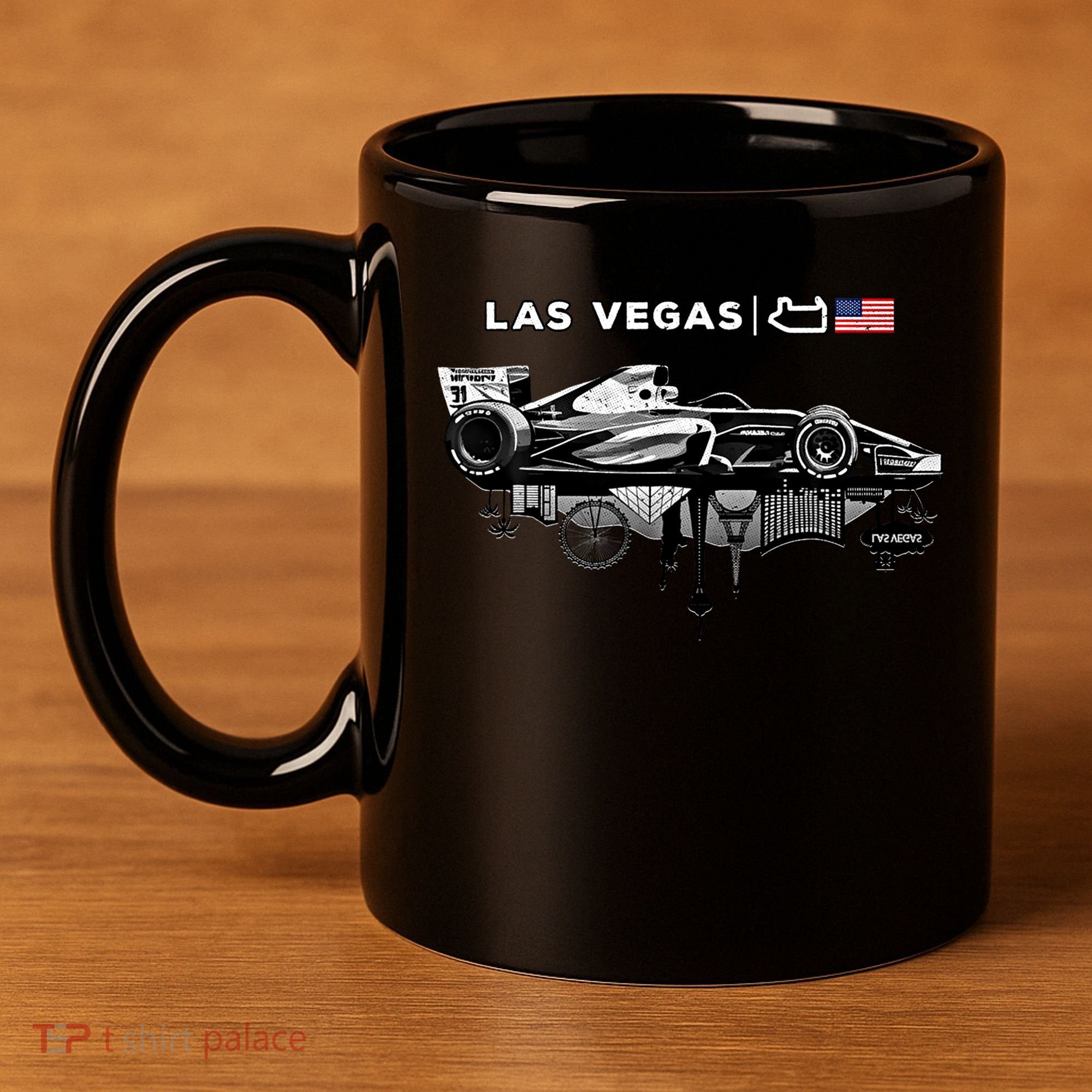 Formula Racing Open Wheel Car Las Vegas Circuit Usa Flag Gift 11oz C Handle Ceramic Mug