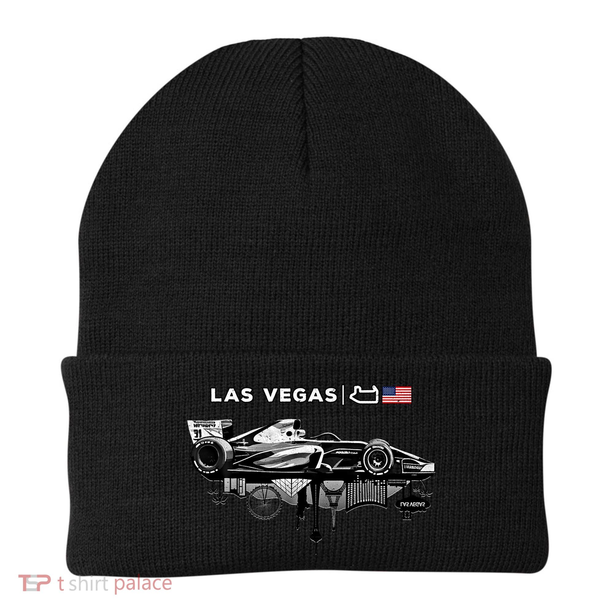 Formula Racing Open Wheel Car Las Vegas Circuit Usa Flag Gift Beanie