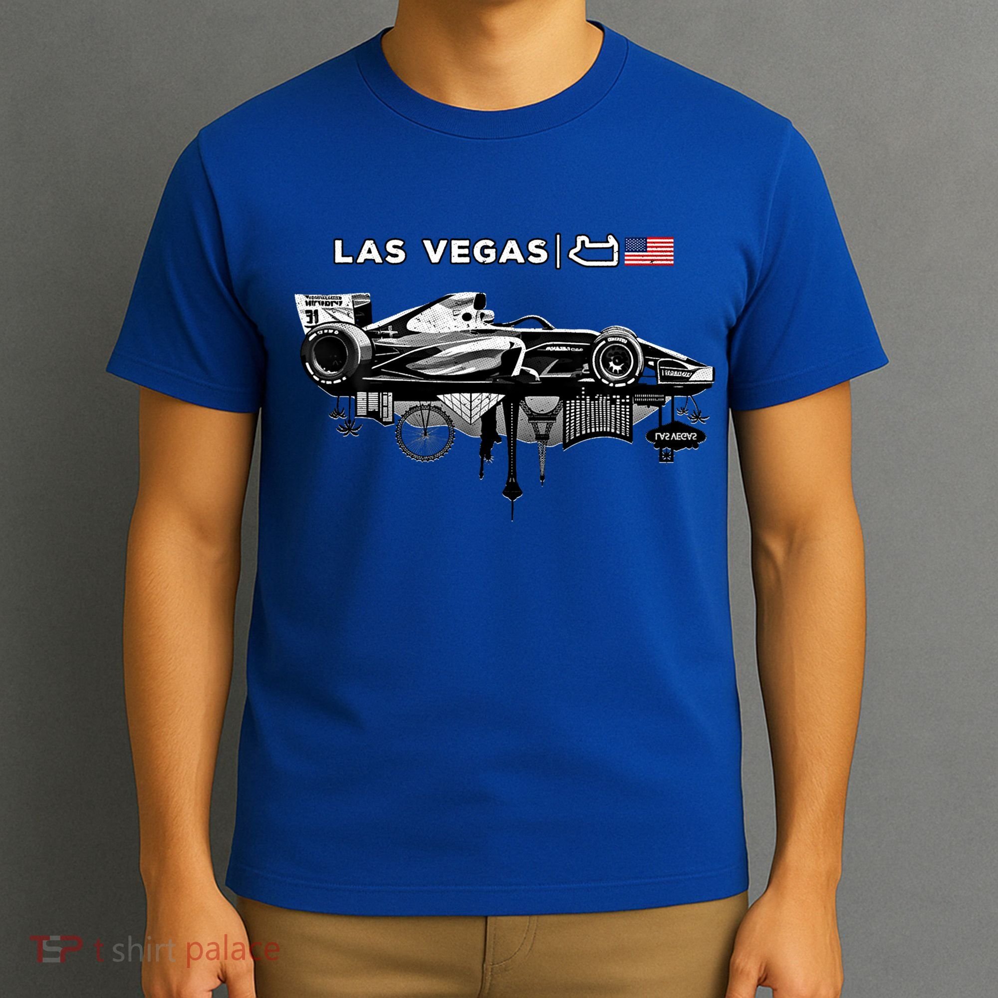 Formula Racing Open Wheel Car Las Vegas Circuit Usa Flag Gift T-Shirt