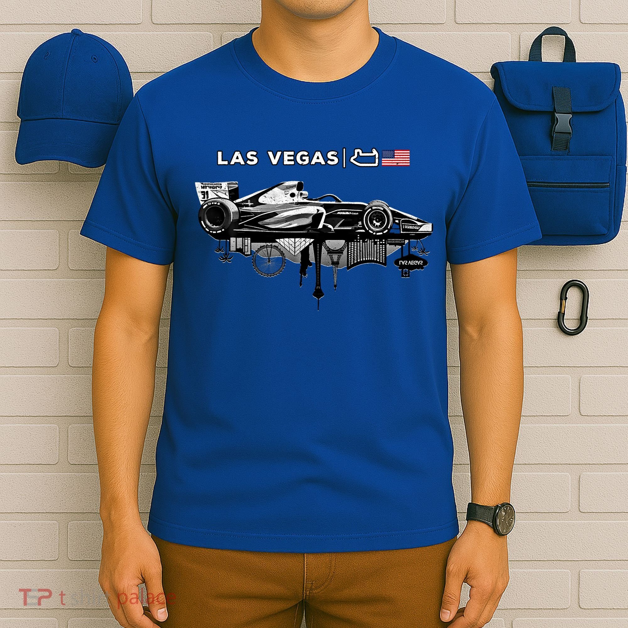 Formula Racing Open Wheel Car Las Vegas Circuit Usa Flag Gift T-Shirt