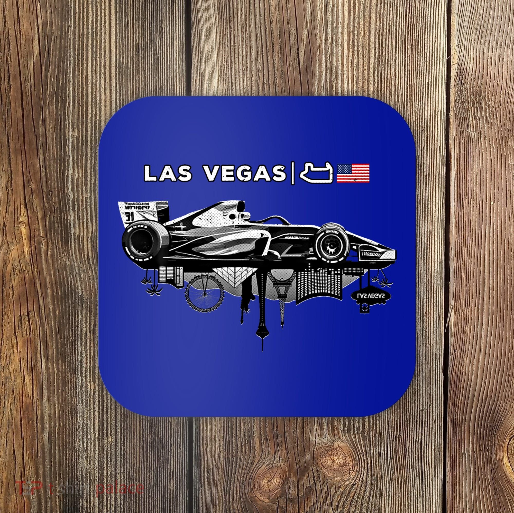 Formula Racing Open Wheel Car Las Vegas Circuit Usa Flag Gift Coaster