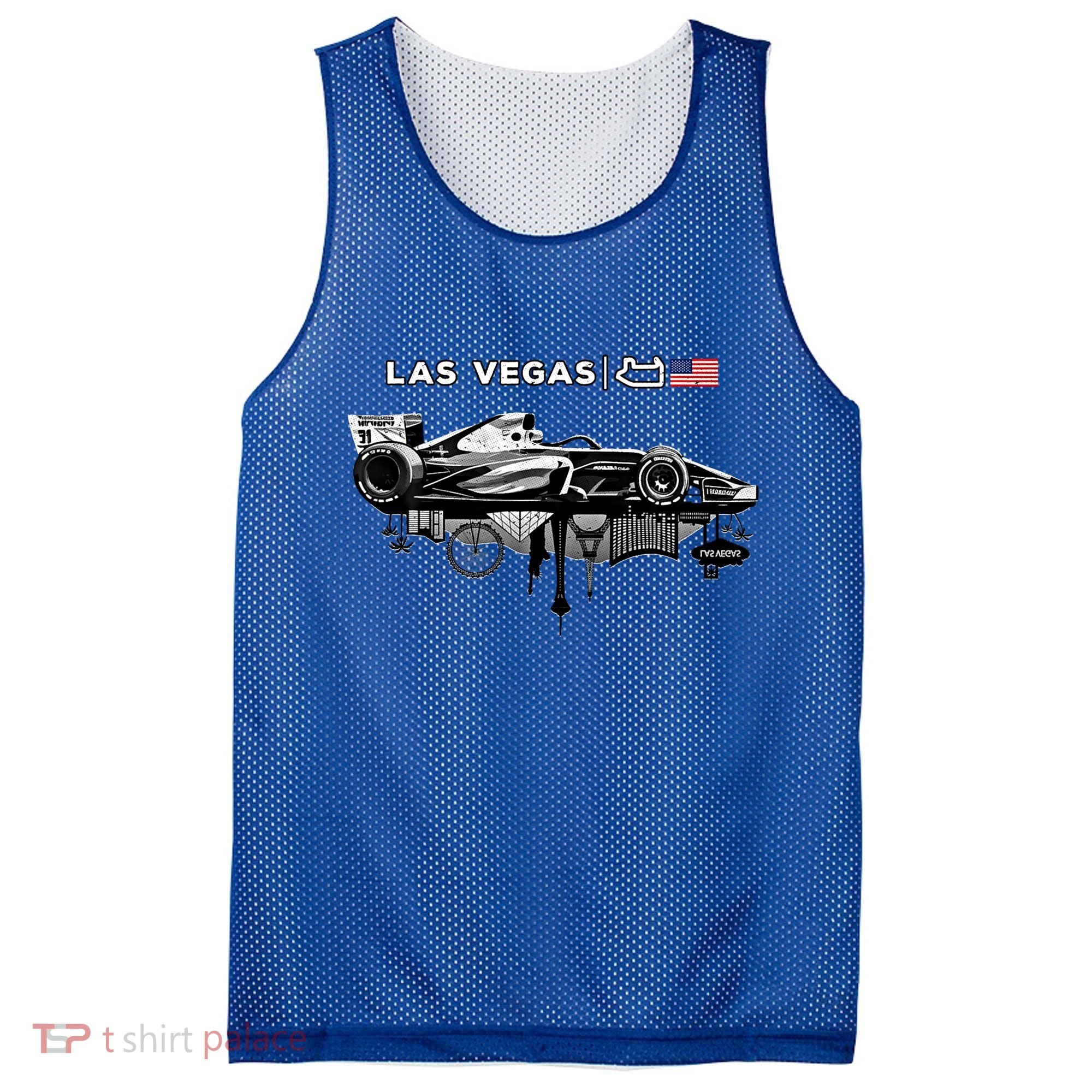 Formula Racing Open Wheel Car Las Vegas Circuit Usa Flag Gift Mesh Reversible Basketball Jersey Tank