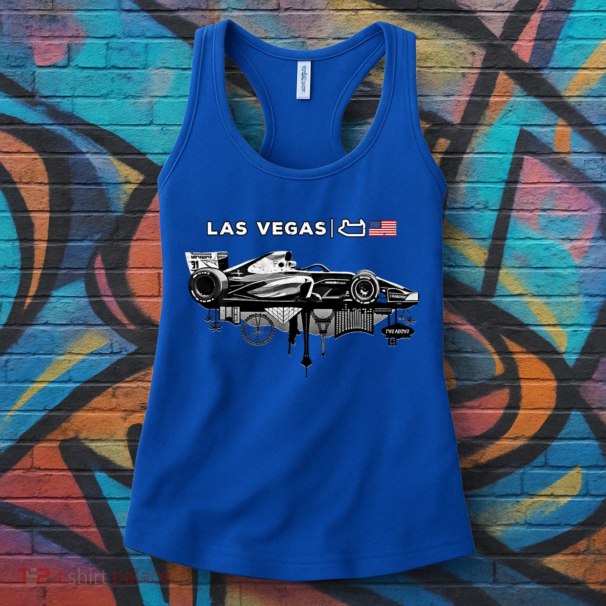 Formula Racing Open Wheel Car Las Vegas Circuit Usa Flag Gift Women's Tank Top