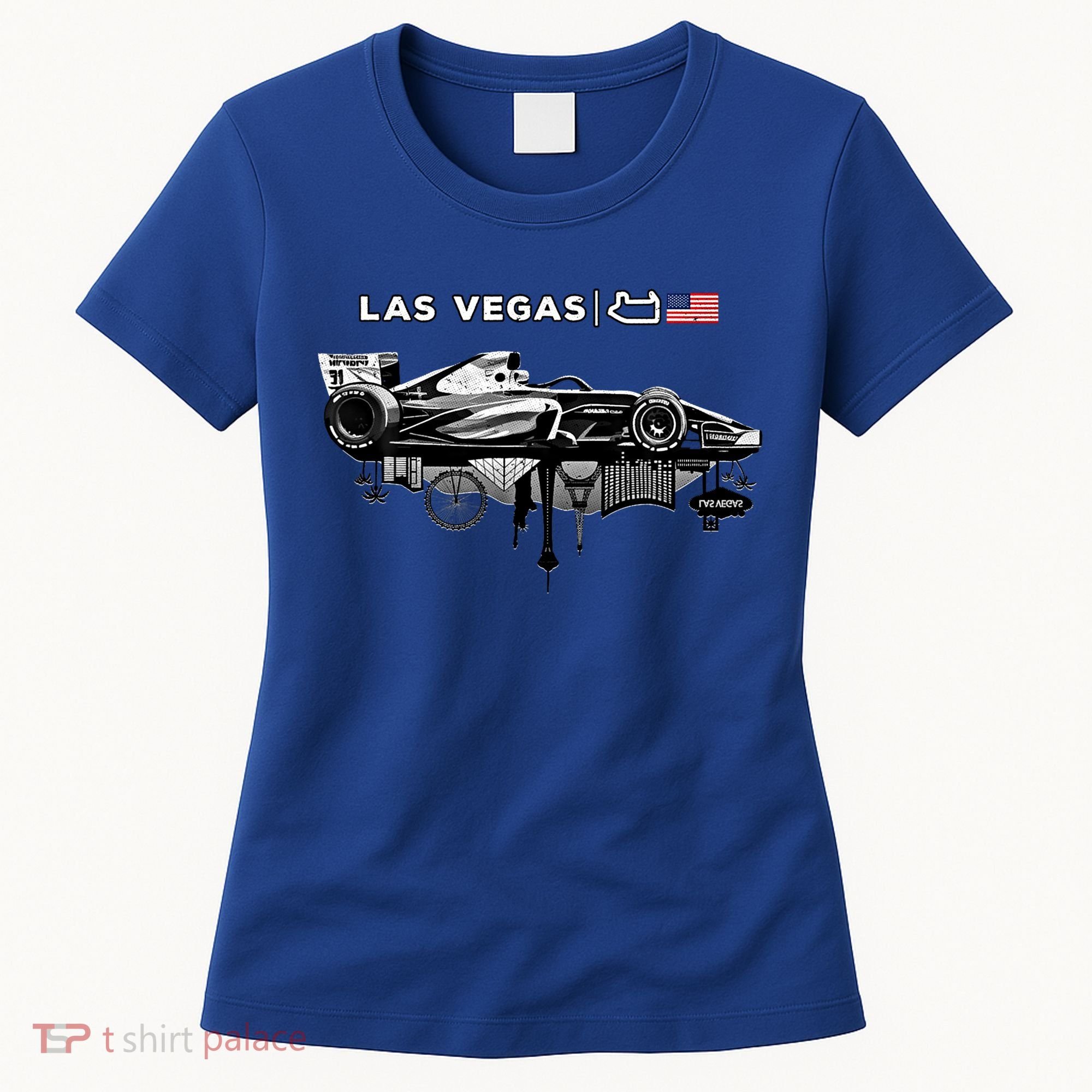 Formula Racing Open Wheel Car Las Vegas Circuit Usa Flag Gift Women's T-Shirt
