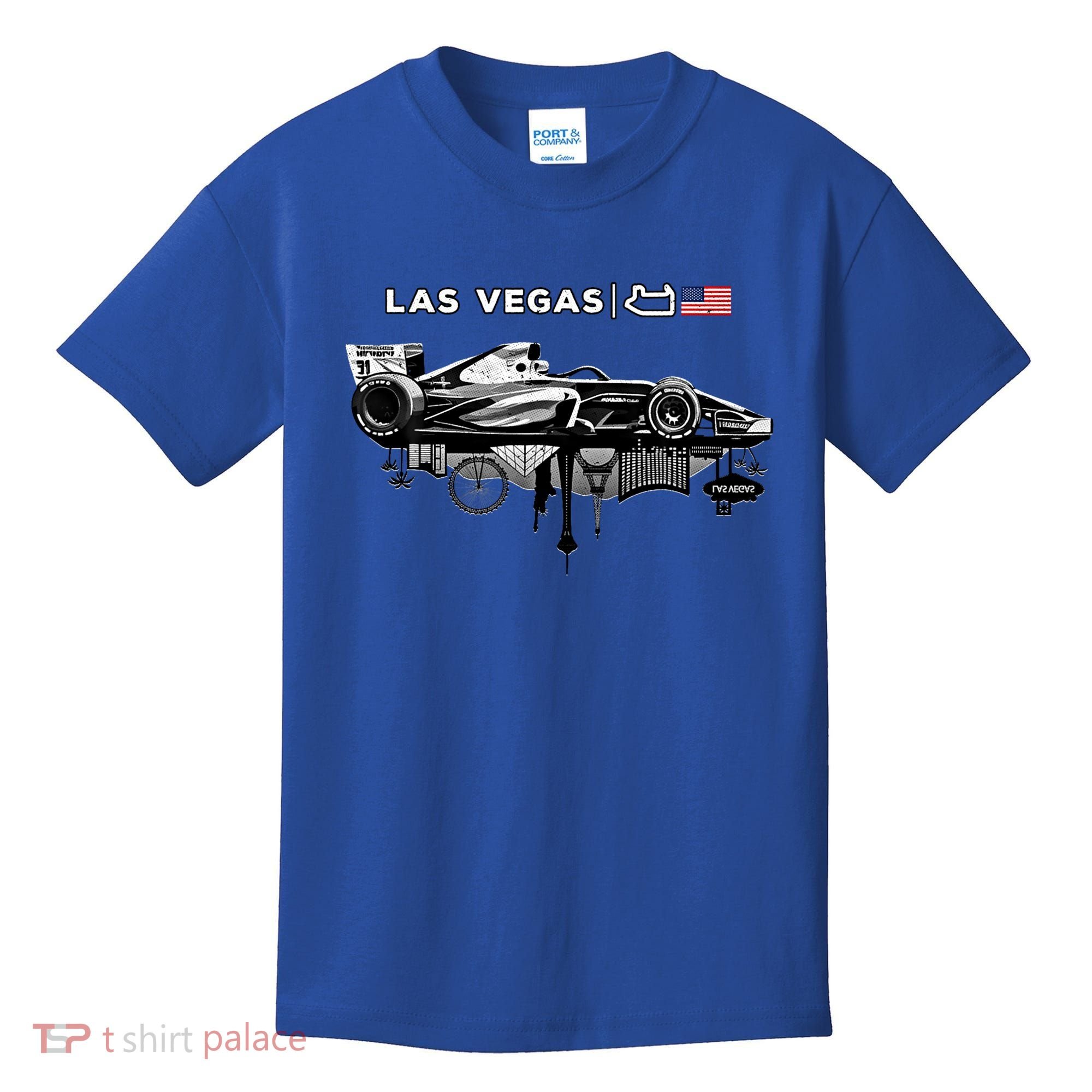 Formula Racing Open Wheel Car Las Vegas Circuit Usa Flag Gift Kids T-Shirt