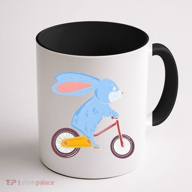 Funny Rabbit On Bicycle Mountain Biking Cycling Cyclist Coffee Mug back