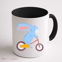 Funny Rabbit On Bicycle Mountain Biking Cycling Cyclist Coffee Mug thumb 1