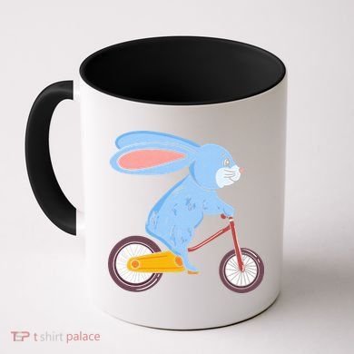 Funny Rabbit On Bicycle Mountain Biking Cycling Cyclist Coffee Mug