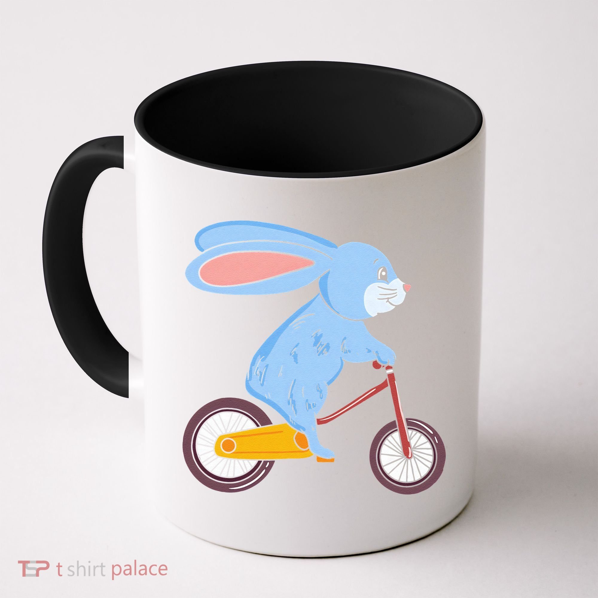 Funny Rabbit On Bicycle Mountain Biking Cycling Cyclist Coffee Mug