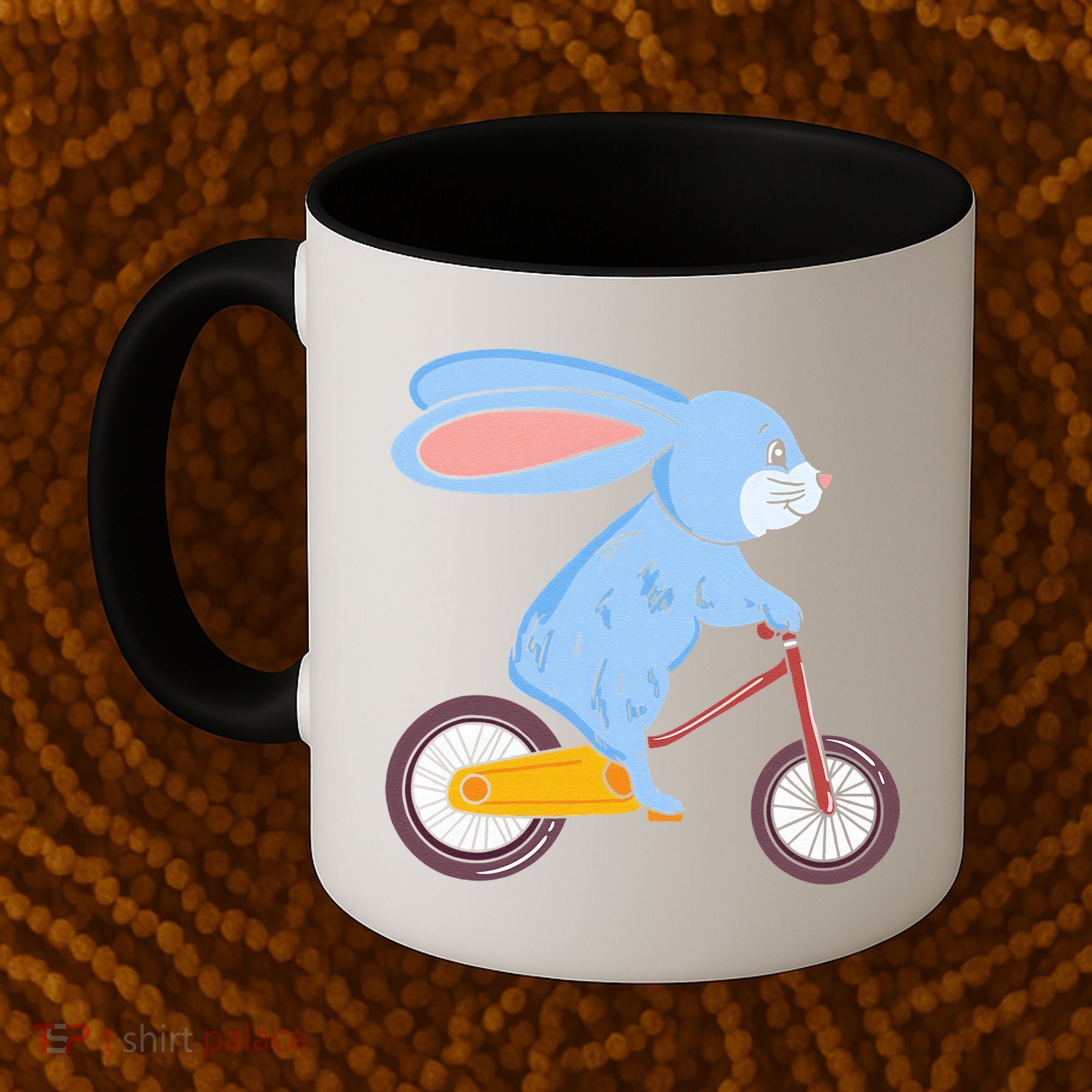 Funny Rabbit On Bicycle Mountain Biking Cycling Cyclist Coffee Mug