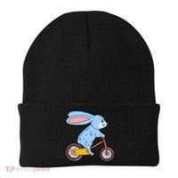 Funny Rabbit On Bicycle Mountain Biking Cycling Cyclist Beanie thumb 0