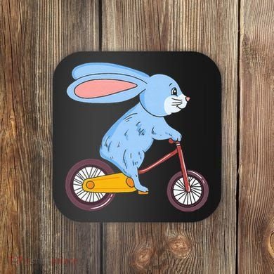 Funny Rabbit On Bicycle Mountain Biking Cycling Cyclist Coaster