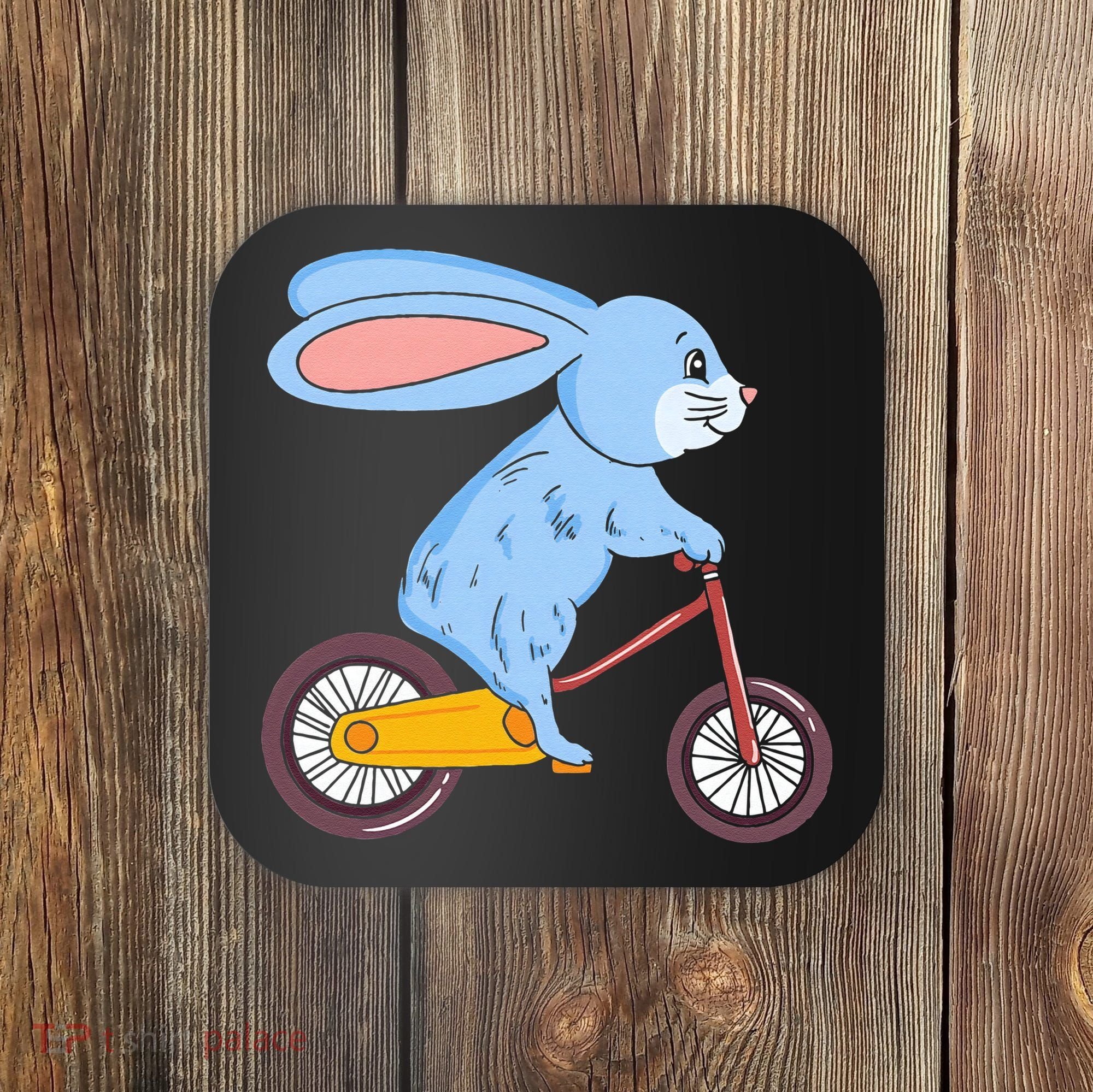 Funny Rabbit On Bicycle Mountain Biking Cycling Cyclist Coaster