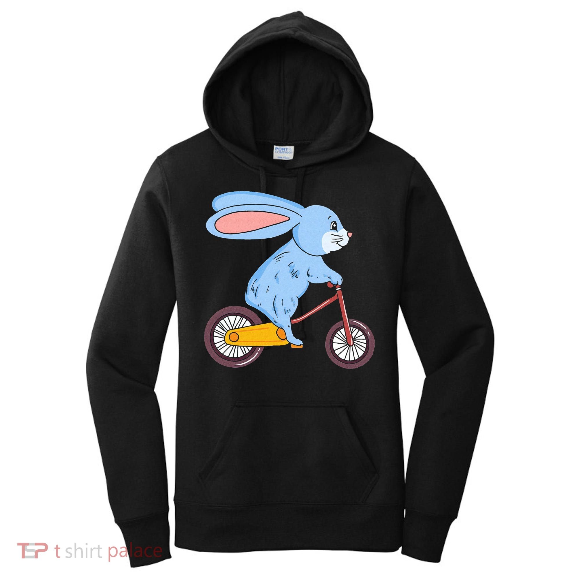 Funny Rabbit On Bicycle Mountain Biking Cycling Cyclist Women's Hoodie