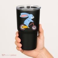 Funny Rabbit On Bicycle Mountain Biking Cycling Cyclist Tumbler thumb 2