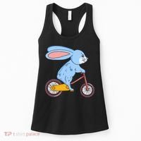 Funny Rabbit On Bicycle Mountain Biking Cycling Cyclist Women's Tank Top thumb 0