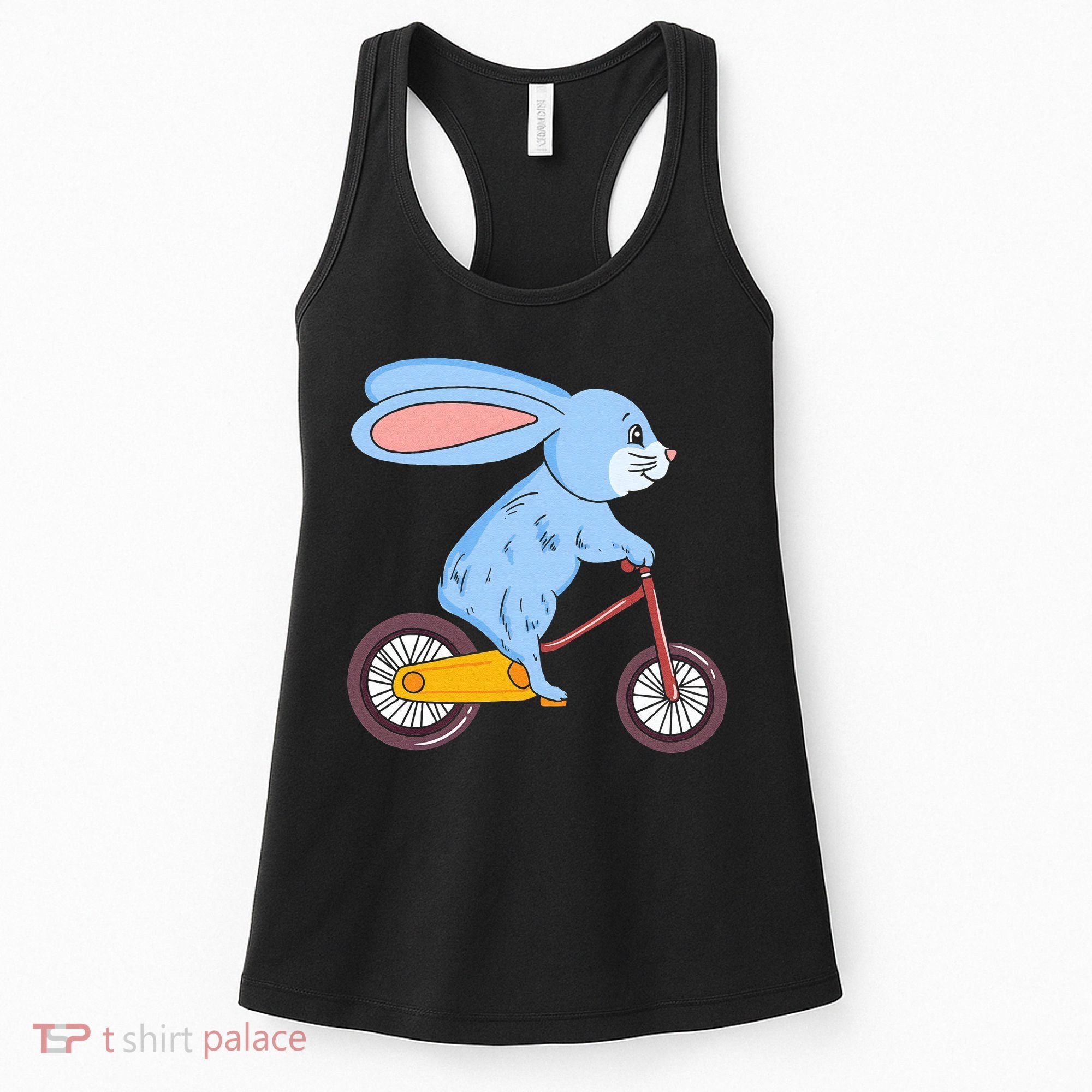 Funny Rabbit On Bicycle Mountain Biking Cycling Cyclist Women's Tank Top