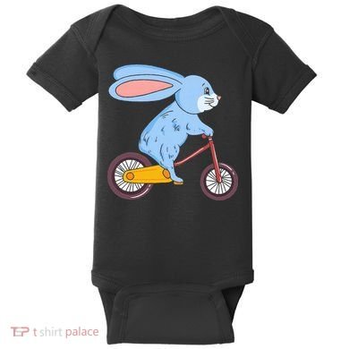 Funny Rabbit On Bicycle Mountain Biking Cycling Cyclist Baby Bodysuit