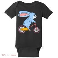 Funny Rabbit On Bicycle Mountain Biking Cycling Cyclist Baby Bodysuit thumb 0