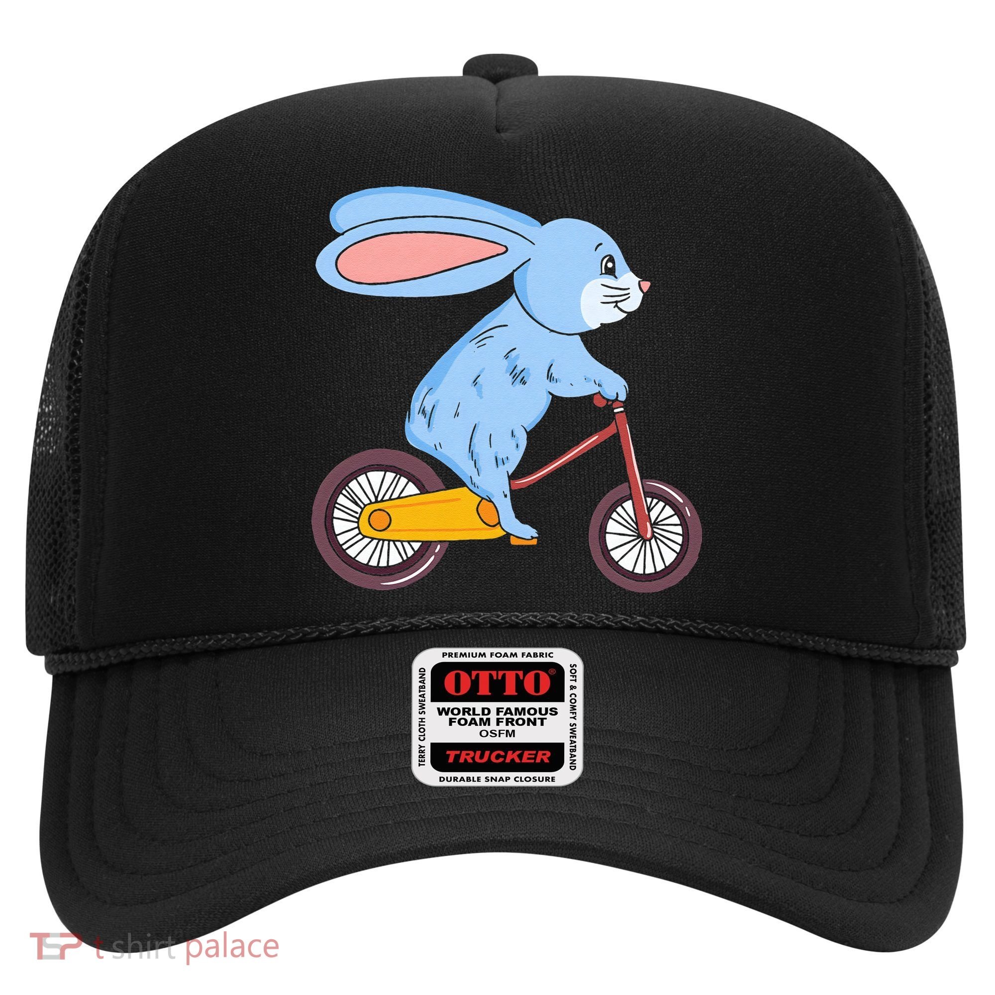 Funny Rabbit On Bicycle Mountain Biking Cycling Cyclist Hat