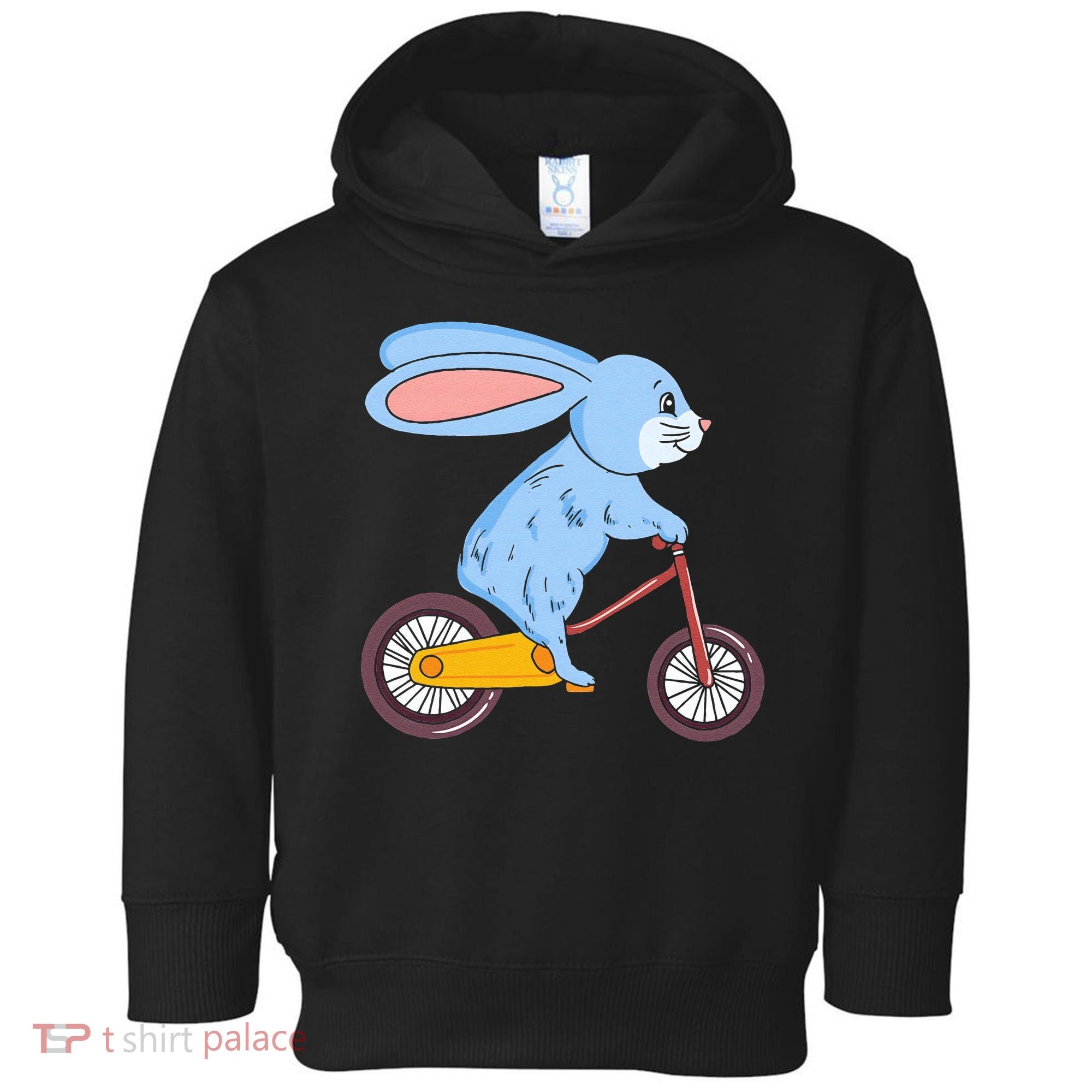 Funny Rabbit On Bicycle Mountain Biking Cycling Cyclist Toddler Hoodie