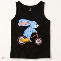 Funny Rabbit On Bicycle Mountain Biking Cycling Cyclist Tank Top thumb 2