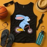 Funny Rabbit On Bicycle Mountain Biking Cycling Cyclist Tank Top thumb 4